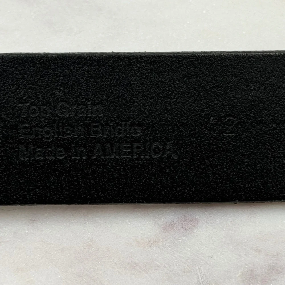 Carhartt Men A92 BLK Black Top Grain English Bridle Leather Belt Made in USA 42